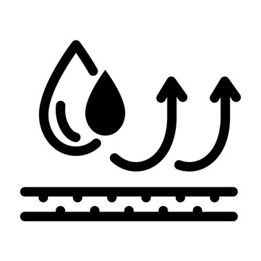 Su geçirmez ikon, su geçirmez damla direnci. Geçilmez kumaş materyali. Su geçirmez yüzey. Sıvıya dayanıklı. Kabartma. Vektör