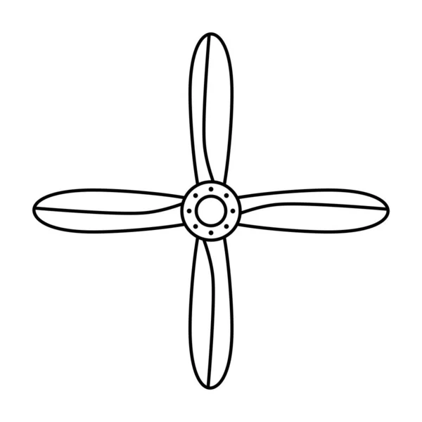 Oldtimer Flugzeugschraube Propeller Eines Flugzeugs Symbol Vektorpropeller Illustration Auf Weißem — Stockvektor