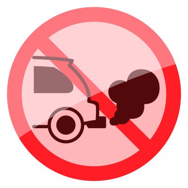 Karbondioksit bulutlu arabanın yasak sembolü. Araçtan kaynaklanan atmosfer kirliliği. Araba karbondioksit yayıyor. Kirlilik önleme konsepti. Sıfır emisyon. Vektör