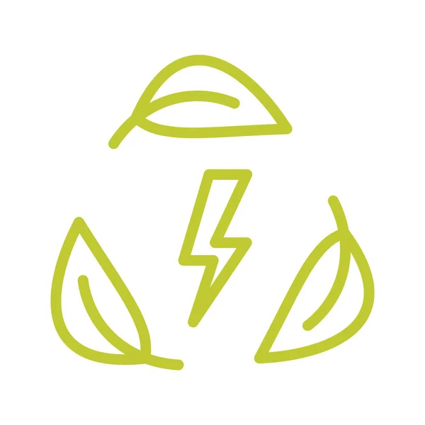 Эко Энергия Листьями Зеленые Листья Значком Болта Переработка Электрический Символ — стоковый вектор