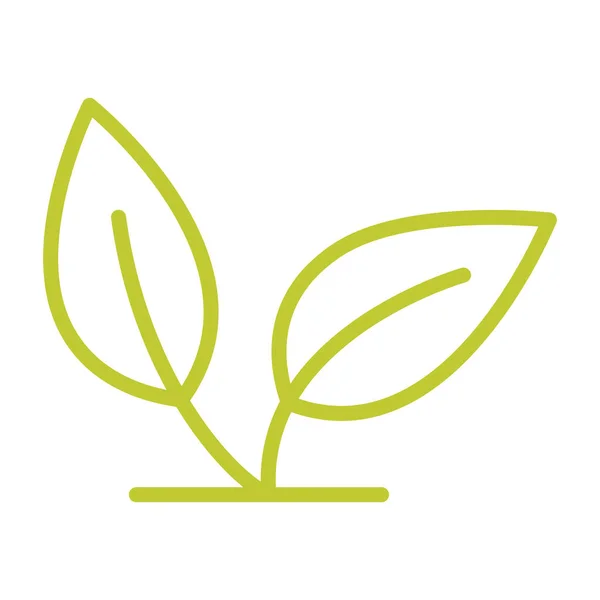 Зеленый Лист Два Листа Стиле Контура Икона Экологии Растущие Листья — стоковый вектор