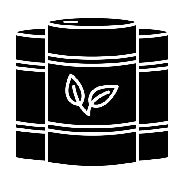 Fass Mit Biokraftstoffen Biomasse Energiekonzept Fass Mit Blattlogo Alternative Nachhaltige — Stockvektor