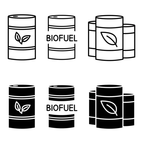 Barril Con Biocombustibles Concepto Energía Biomasa Juego Cañón Con Combustible — Vector de stock