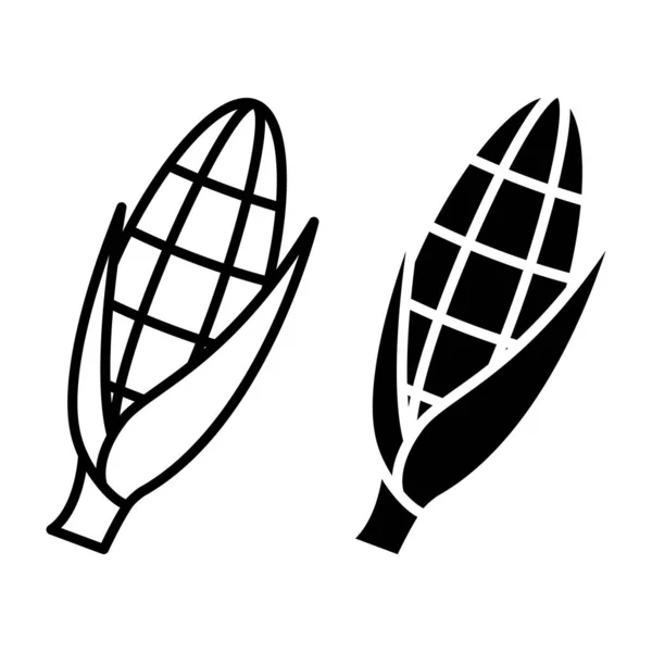 Значки Кукурузных Початков Кукуруза Очертаниях Стиле Глифов Вектор — стоковый вектор