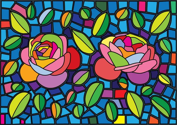 Ros Blomma Färgglada Färgat Glas Bakgrund Illustration Vektor — Stockfoto