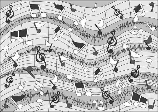 Musical Notes Design Black White Background Illustration Vector — Photo