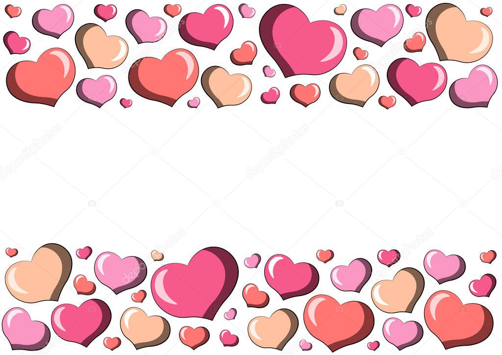Banner in the form of a frame with hearts