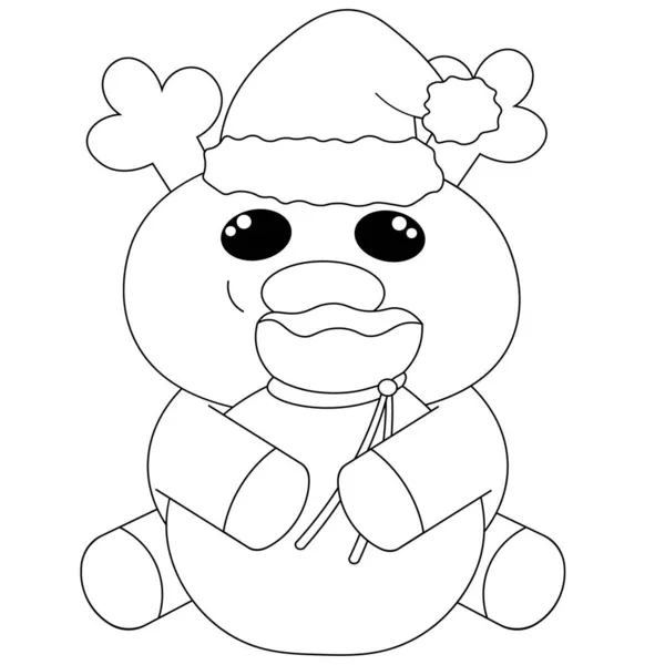 可爱的卡通驯鹿圣诞老人 用黑白勾画出图解 — 图库矢量图片