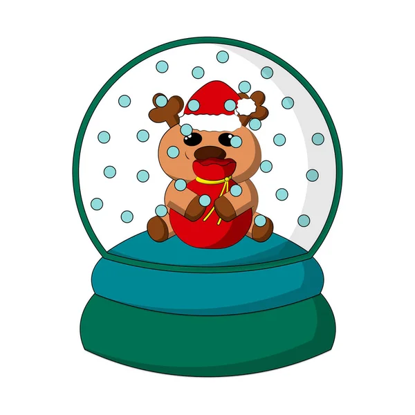 Christmas Snowball Reindeer Santa Draw Illustration Color — 图库矢量图片