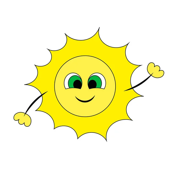 Cute cartoon smile Sun. Draw illustration in color — Stock Vector