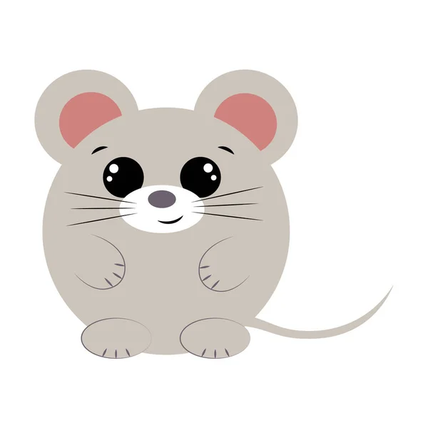 Cute cartoon round Mouse. Draw illustration in color — 图库矢量图片