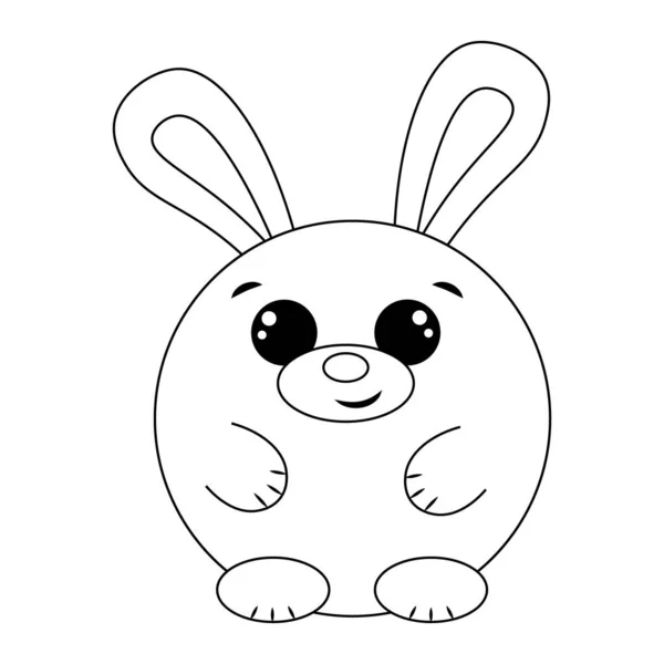 Cute Cartoon Rabbit Draw Illustration Black White — 图库矢量图片