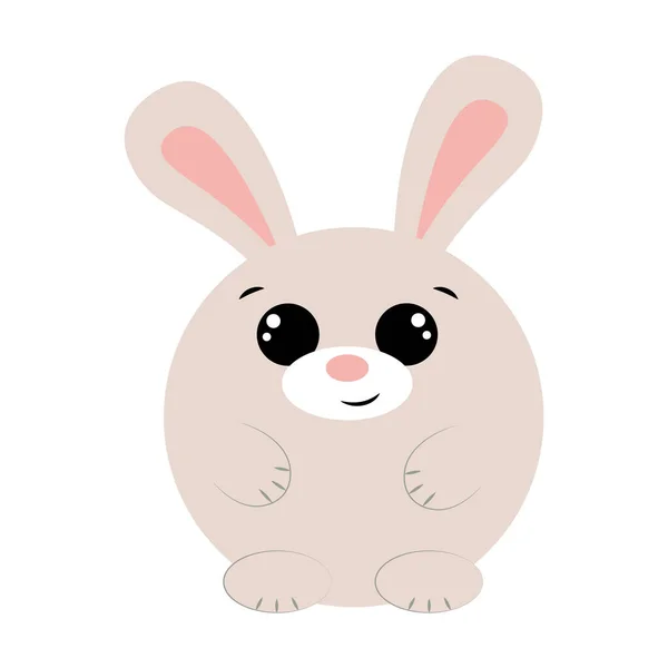Cute cartoon round Rabbit. Draw illustration in color — Stock Vector