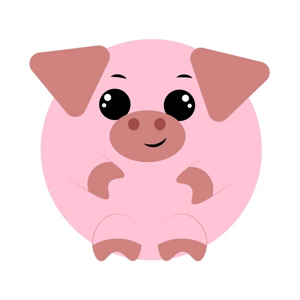 Niedliche Cartoon-Runde Schwein. Illustration in Farbe zeichnen — Stockvektor
