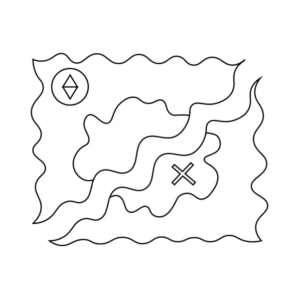 Mapa Tesouro Pirata Desenhar Ilustração Preto Branco — Vetor de Stock