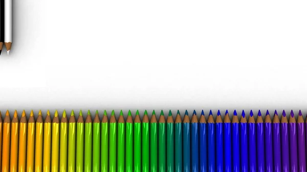 Nombreux Crayons Multicolores Fond Avec Des Crayons Couleur Couleurs Arc — Photo