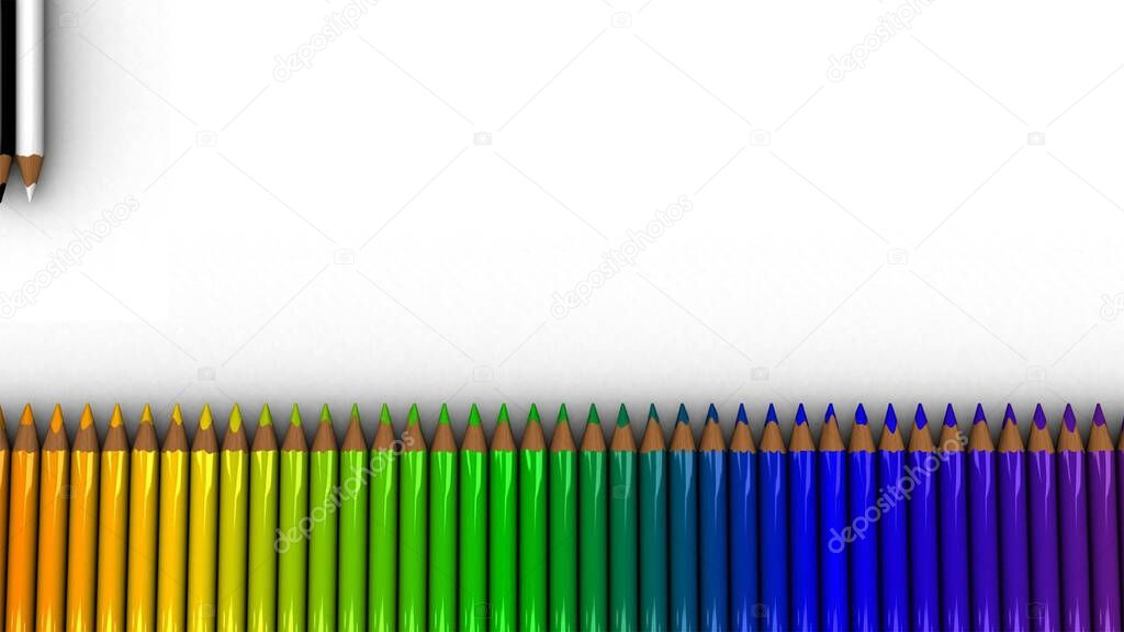 Numerousmulti-colored pencils. A background with color pencils. Rainbow colors, the palette. Bright and various backgrounds.