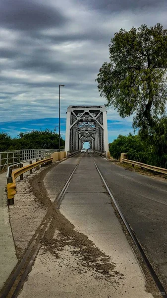 Puente Ferroviario Viedma Patagones Spoorweg Brug Die Viedma Verbindt Met — Stockfoto
