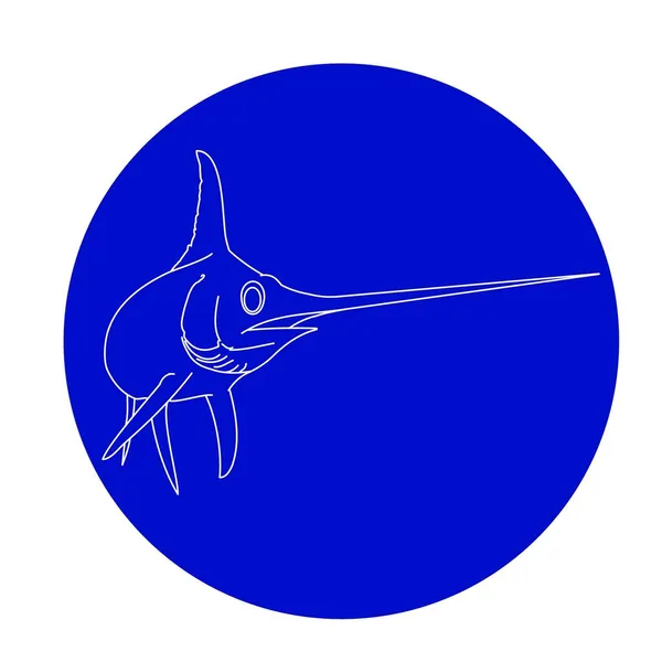 Esboço Espadarte Círculo Azul — Vetor de Stock