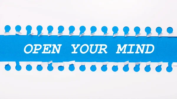 Auf Blauem Hintergrund Mit Dem Text Open Your Mind Zwei — Stockfoto