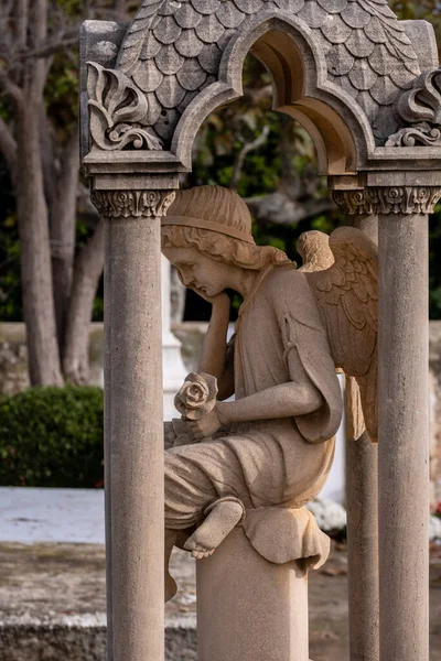 Эдикул Мыслящим Ангелом Память Габриэля Бордоя 1911 Год Кладбище Аларо — стоковое фото