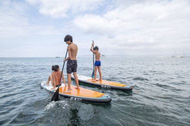 Cala de Sant Antoni 'de sörf, S Arenal de Llucmajor, Mallorca, Balearic Adaları, İspanya