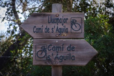 Bisiklet rotası tabelası, Llucmajor, Mallorca, Balearic Adaları, İspanya