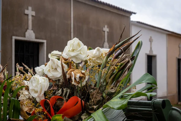 Bukiet Róż Cmentarz Binissalem Majorka Baleary Hiszpania — Zdjęcie stockowe