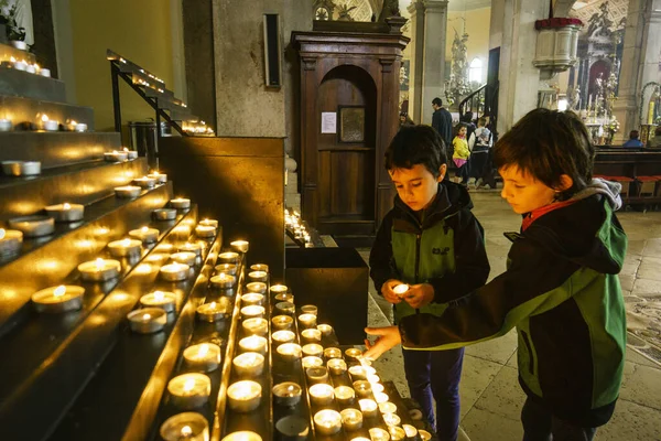 Encendido Velas Votivas Catedral Santa Eufemia Rovinj Peninsula Istria Croacia — Stock Photo, Image