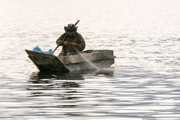 Pescador Lago Atitlan Guatemala Amérique Centrale — Photo