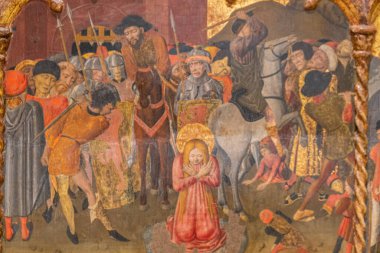 Gözyaşı ve ölüm, Santa Margarita Predella 'sı, Joan Rosat, 1456 yılı, panelde tempera, Santa Margalida manastırı, Palma, Mallorca, Balearic Adaları, İspanya