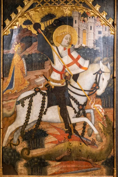 Saint Jordi Jahrhundert Francesc Comes Tempera Auf Platte Kirche Des — Stockfoto