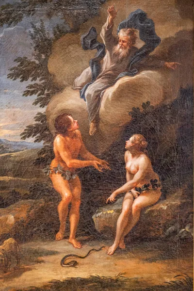 Вигнання Раю 1745 Рік Олія Полотні Гіллем Месквейда Can Puig — стокове фото