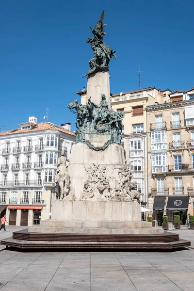 Plaza Virgen Blanca Und Denkmal Der Schlacht Von Vitoria Vitoria — Stockfoto