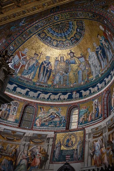 Apse Mosaic Coronation Virgin 12Th Century Work Pietro Cavallini Basilica — Stock Photo, Image