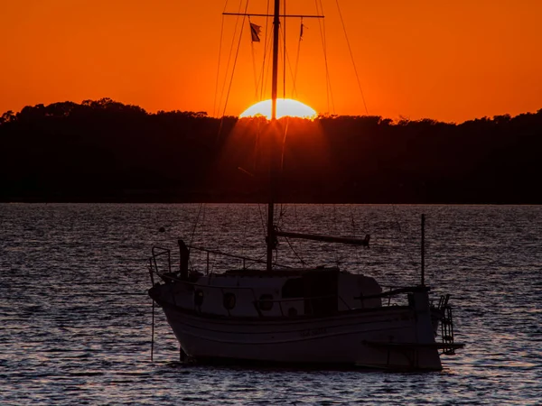 Último Sol Sobre Estany Des Peix Formentera Ilhas Pitiusas Comunidade — Fotografia de Stock