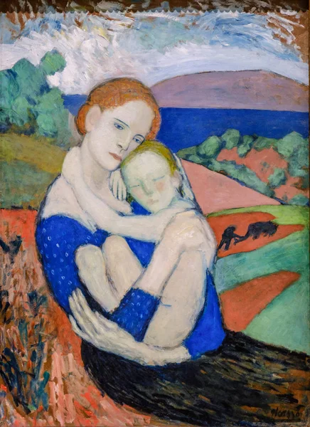 Pablo Picasso Maternidade Óleo Sobre Placa Fibra 1901 Maternite National — Fotografia de Stock