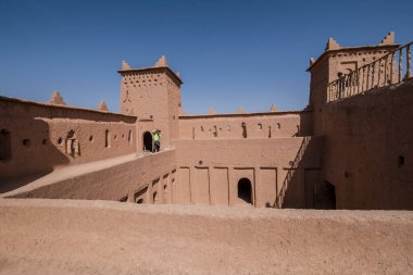 Kasba Amridil, 19. yüzyıl, M 'hamed Ben Brahim Nasiri için inşa edilmiş, üst katların merkez avlusu, ana ikametgah kasbah, Skoura, Ouarzazate Eyaleti, Fas, Afrika
