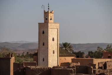 Skoura, minare, Ouarzazate Eyaleti, Fas, Afrika