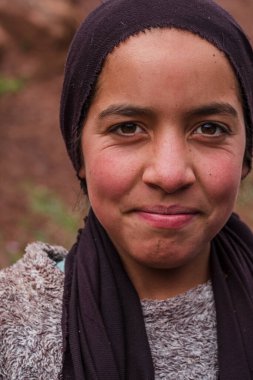 teenage berber girl with headscarf, Ait Blal, azilal province, Atlas mountain range, morocco, africa