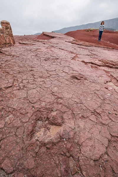 Ślady Dinozaurów Środkowy Górnego Jurajskiego Geo Park Iouaridene Beni Mellal — Zdjęcie stockowe