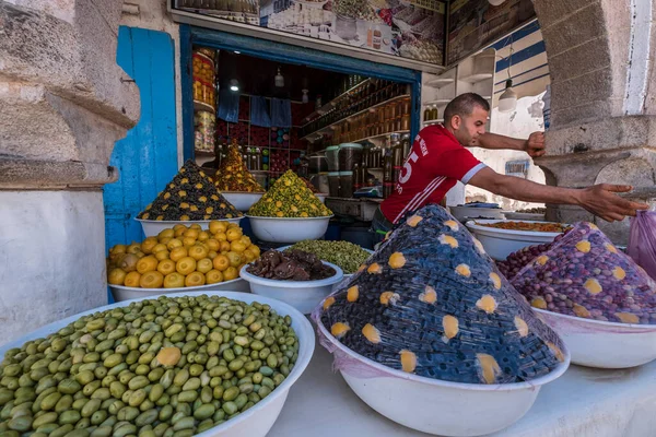 Pequeña Empresa Que Vende Aceitunas Essaouira Marruecos África — Foto de Stock