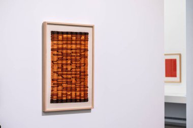 Anni Albers, kırmızı ve mavi katmanlar, Cooton, 1954, Bauhaus