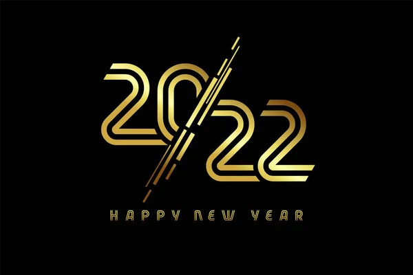 Vector Logo 2022 Golden Line Numbers Brochure Banner Ticket Gold — Stock Vector