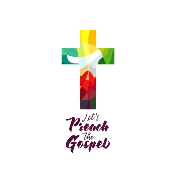 Christelijke Kerk Missie Icoon Concept Religieus Gebrandschilderd Glas Stijl Coloful — Stockvector