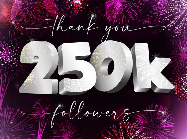 250 Послідовників Феєрверк Дякую 250 000 Веб Послідовників Креативну Концепцію — стоковий вектор