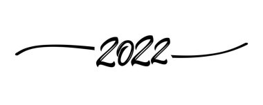 2022 el çizimi kaligrafi siyah bölme şekli. Yeni yıl tatili için beyaz arka planda karalama hattı izole edildi. Vektör illüstrasyonu