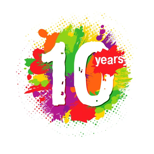 十周年纪念日的数字 10岁 高达10 的折扣标志类型的概念 孤立的抽象图形设计模板 创意光明下降 1和0位数字 刷飞溅 粉笔笔划及墨斑 — 图库矢量图片