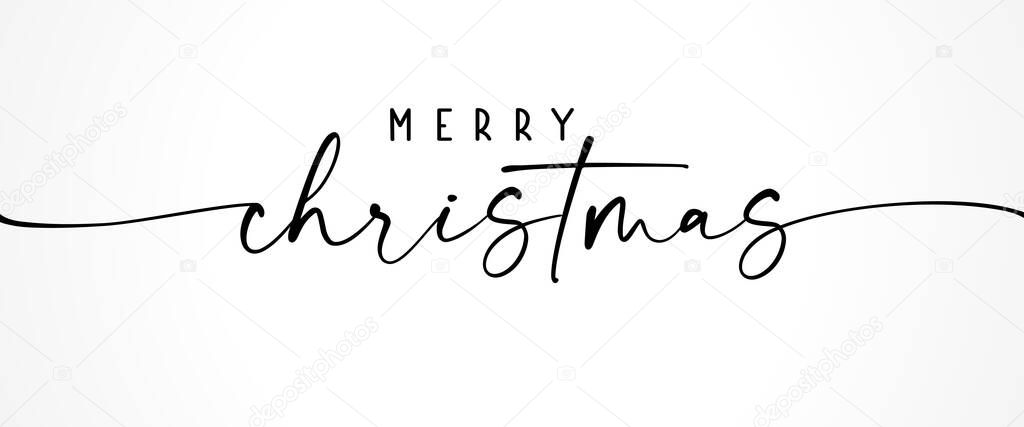 Merry Christmas vector brush lettering phrase. Hand drawn modern calligraphy isolated on white background. Christmas vector ink illustration. Creative typography for holiday greeting cards, banner