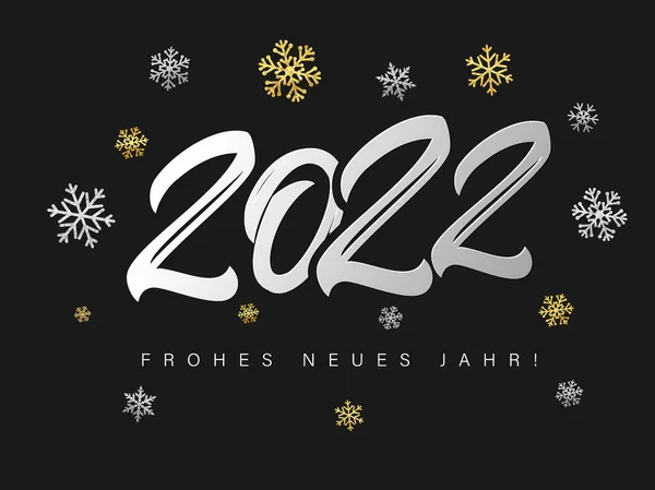 Frohes Neues Jahr 2022 Silver Logo Text Design Tysk Text — Stock vektor